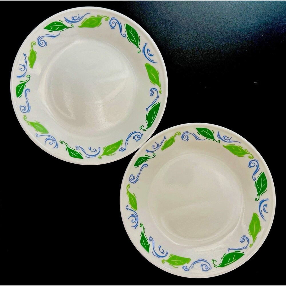 VTG Corelle Corning Spearmint Bread Butter Dessert Plates 2 Pc Set 6.75"